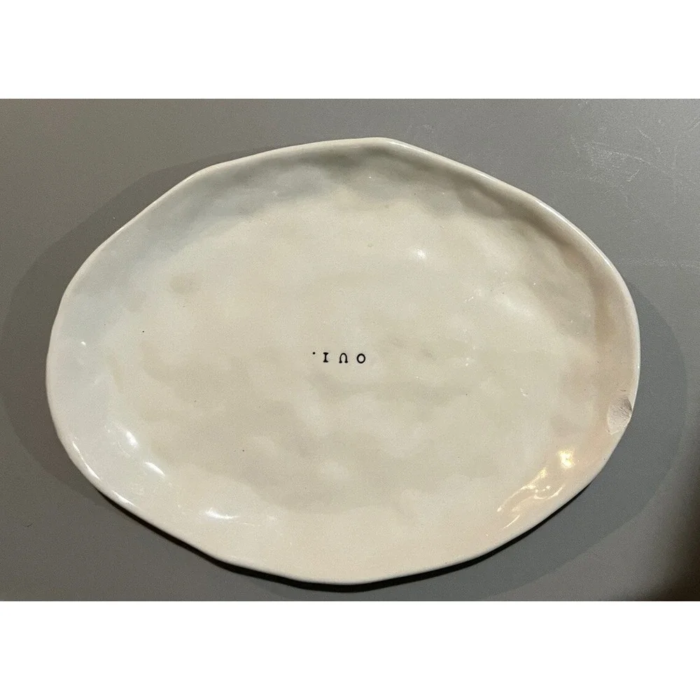 Retired Rae Dunn French OUI Textured Oval Plate vintage *SEE pICTURES*